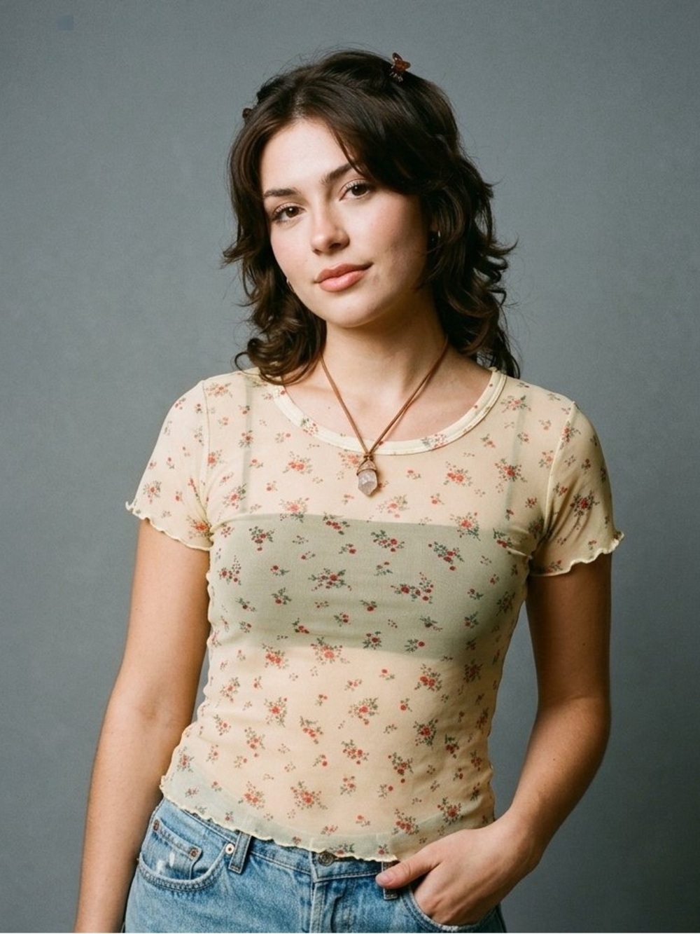VINTAGE 90s/Y2K MANX SANTA CRUZ MICRO FLORAL MESH TEE